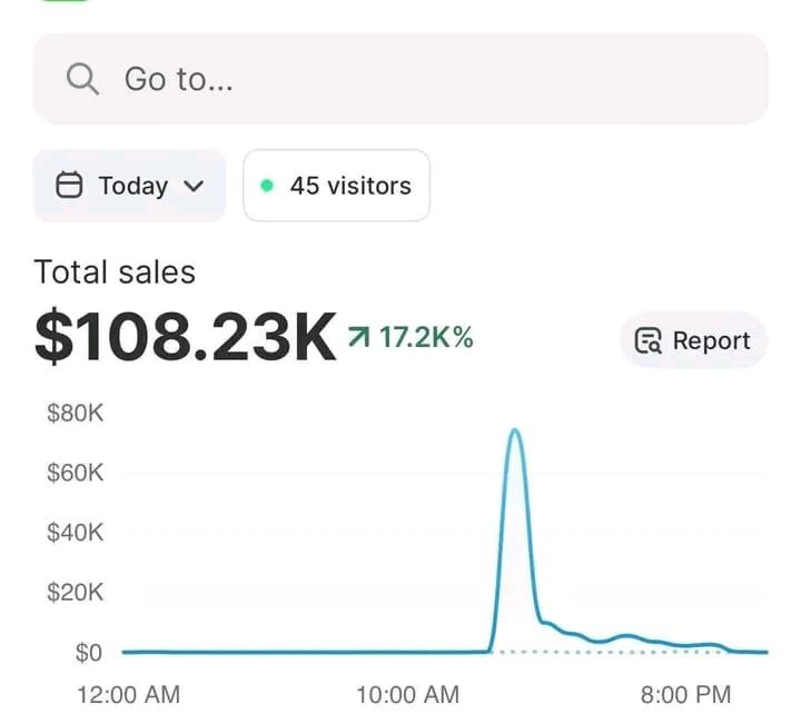 Shopify sales dashboard screenshot